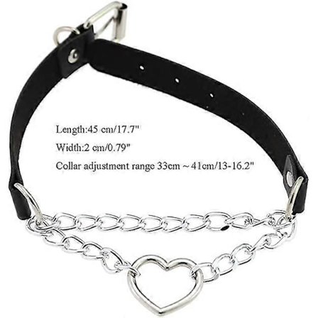 Halskjede Choker Dame Lær Hjerte, 3 stk Halskjede Choker Dame i Lær Hjerteanheng, Kragebenkjede Punkstil