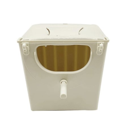 Hængende fuglerede i plast til burparakit-opdrætskasse Hænges på to måder