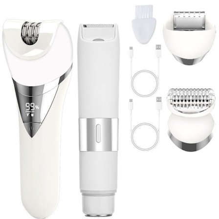 Elektrisk Bikini Epilator for Kvinner, 5 i 1 Hårfjerning for Ansikt, Hake, Arm, Bein, Armhule, Bikini Trimmer, IPX6 Vanntett, USB Oppladbar, Våt & 