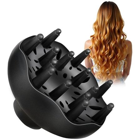 Diffuser-tilbehør til hårtørrer, hårtørrerdyse-specifik hårdiffuser til krøllet hår og naturligt bølget hår, 3 cm, sort