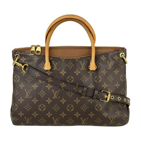 Louis Vuitton Vintage, Louis Vuitton Pallas MM Monogram Canvas Brown Leather Tote Shoulder Bag Pre owned Bruin, Dames, Maat:ONE Size,leer