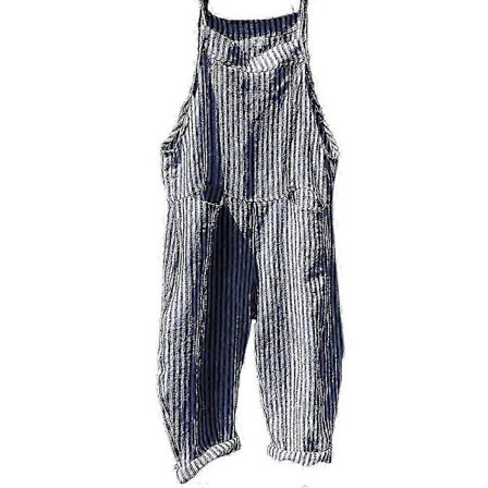Dam Sommar Randig Ledig Lös Lång Hängselbyxa Byxor Vida Ben Jumpsuits Baggy Rompers Byxor Med Fickor VCNMR