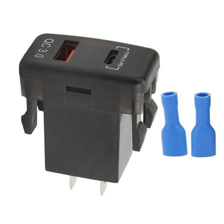 Rocker Switch Dubbel USB-laddare Uttag med Blå Voltmeter Universal för Husbil