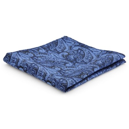 Navy & Blue Paisley Polyester Pocket Square for Men - Patterned Pocket Squares