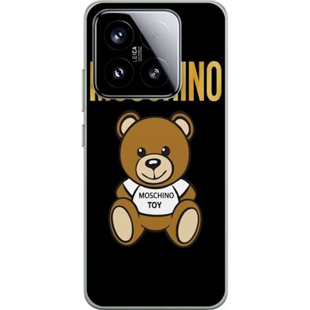 Kompatibelt Mobilskal till Xiaomi Xiaomi 15 Moschino-inspirerad nallebjörn med text på tröjan, centrerad mot svart bakgrund med tydlig mode- och po