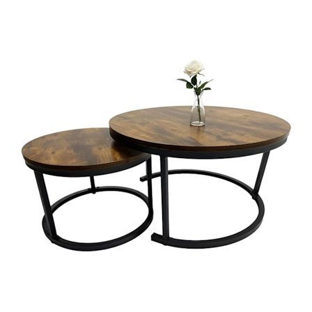 Industrielle indskudsborde, sæt med 2, trælook