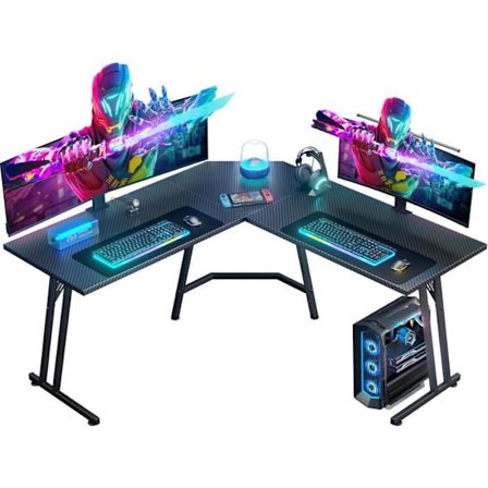 HLONONE Pelipöytä 130 x 130 cm, Kulmapelipöytä, toimistoon ja makuuhuoneeseen, hiilikuitupelipöytä, musta