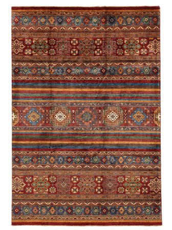 Tapis Shabargan 215X311 Rouge Foncé/Noir (Laine, Afghanistan)