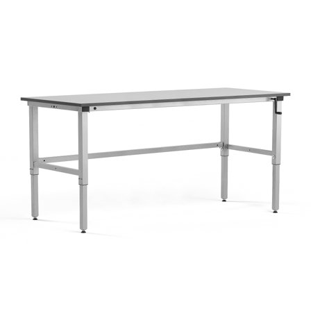 Höhenverstellbare Werkbank MOTION, manuell, 150 kg Belastung, 2000 x 800 mm, grau