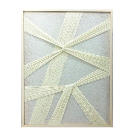 Stille øjeblikke-maleri – 60x80 cm, træ, hvidt garn