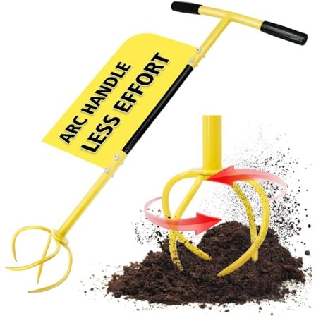 Manuel roterende kultivator til havearbejde, haveklo, håndkultivator med ergonomisk håndtag, stålkultivator, plænelufter, jordkultivator til havebede 