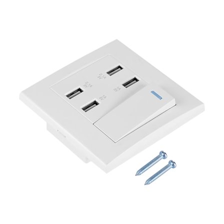 Ports Switch Control 5V 2.1A/1A 4100mA USB Vægmounted Strømudtag Oplader Udgang (220~250V)