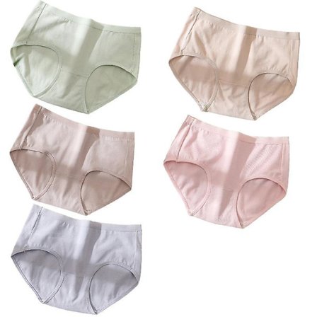 5 st bomullstrosor andningsbara damunderkläder kalsonger enfärgade trosor damunderkläder