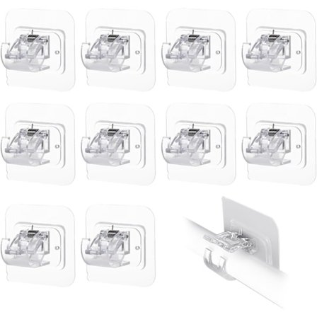 10 stk. gennemsigtige gardinstangbeslag, slagfri, selvklæbende gardinstangbeslag til fastgørelse af gardinstænger