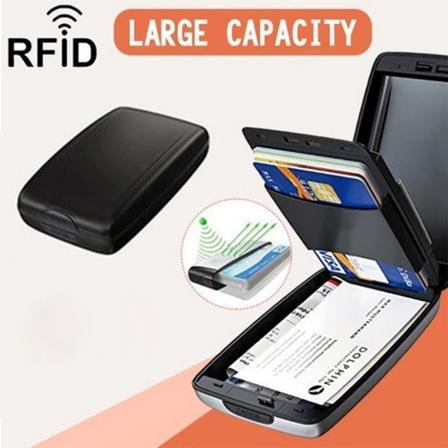 CDQ RFID-blockerande kreditkortshållare i aluminium för män och kvinnor