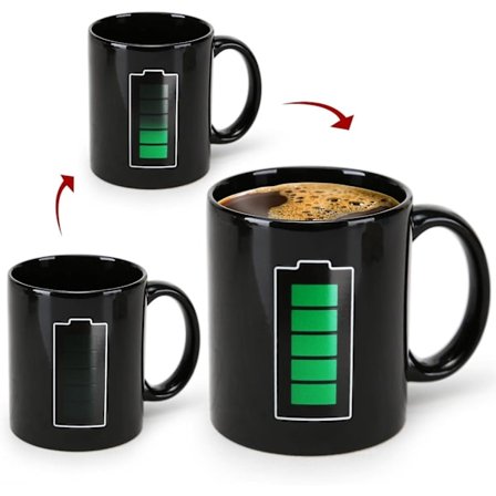 Värin vaihtava hauska sensori-muki, keraaminen lämmitettävä kahvimuki, uudenlainen akun lataus -designmuki, uuden vuoden joululahja