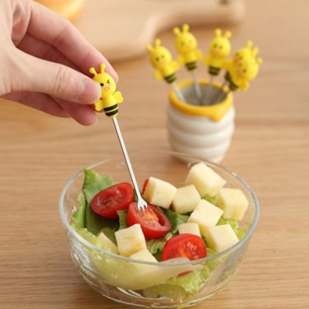 IC 7 st/ set Mini Bee Fruktgaffel rostfri Tårta Dessertsallad