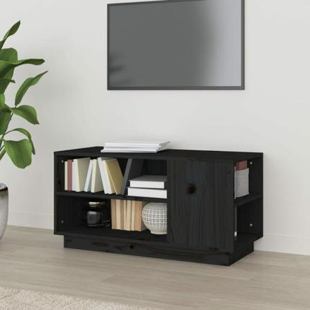 Vidaxl Tv-bänk Svart 80x35x40,5 Cm Massiv Furu Svart