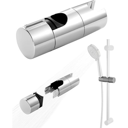 Dusjholder, justerbar 19-25mm glidende dusjstang dusjhodeholder, ingen boring glidende dusjstang dusjhodeholder, 360° roterbar