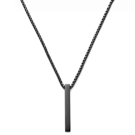 Collana con ciondolo a barra in acciaio inossidabile dal tono nero lucido per uomini - Collane in acciaio