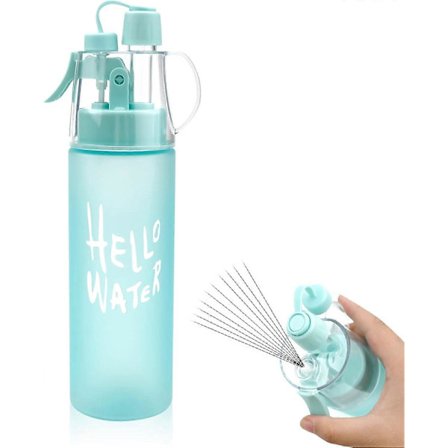 Vannsprayflaske Drikkeflaske med spray Sportsvannflaske for utendørs hydrering 580ml Drikkeflaske med Flip Straw, for fukting og nedkjøling