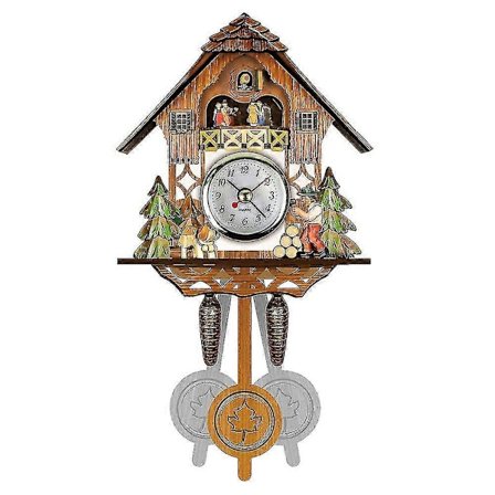 Veggklokke i tre med gjøk, fuglelyd, pendel og alarm, kunstdekorasjon til hjemmet_s