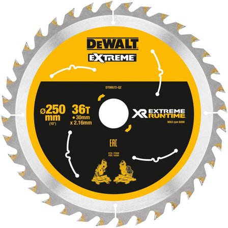 Dewalt DT99572-QZ Sågklinga 250 x 30 mm, 36T, Såga