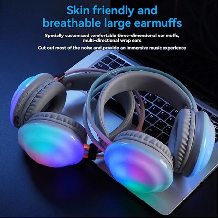 RGB Gaming Headset Bluetooth Trådlösa Hörlurar E-Sport Gaming Headset Dynamisk Belysning Datorhörlurar Svart