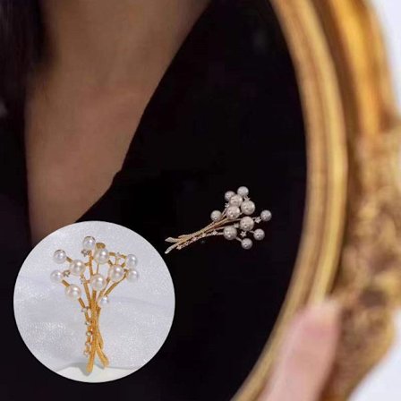 Kristallblomma bladbukett kluster brosch stift för kvinnor guld ton