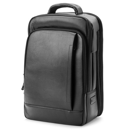 Black Leather Professional Laptop Backpack with Charging Port for Men - Leather bags