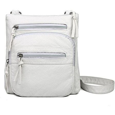 Kvinners myke skinn multi-lomme crossbody veske vintage skulderklaff veske håndveske og lommebok liten veske