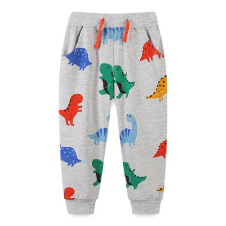Pojkar Dinosaur Print Beam Foot Bottoms Elastisk Midja Träningsbyxor