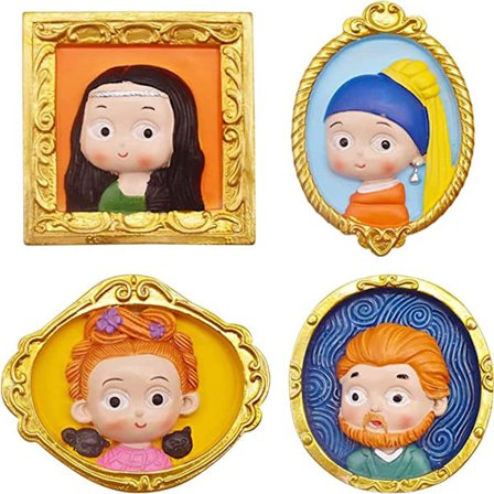 4 karakter malerier, kjøleskapsmagneter, tegneserie søt creati