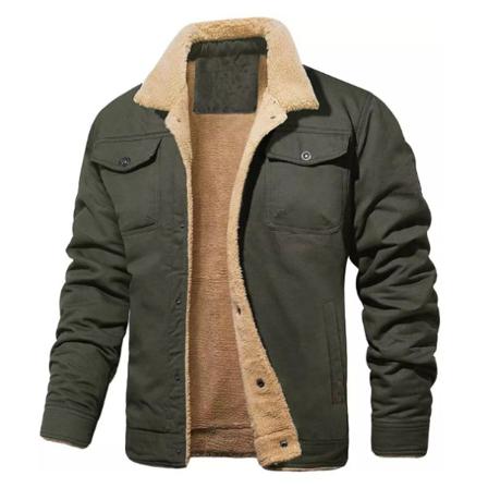 Tjocka thermal vinterfleecefodrade lapeljackor för män dark green S