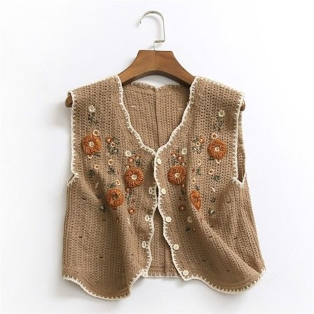 Liivi Top Neulottu Virkattu liivi COFFEE