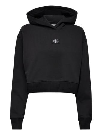 Badge Wide Sleeves Crop Hoodie Huppari Musta Calvin Klein Jeans