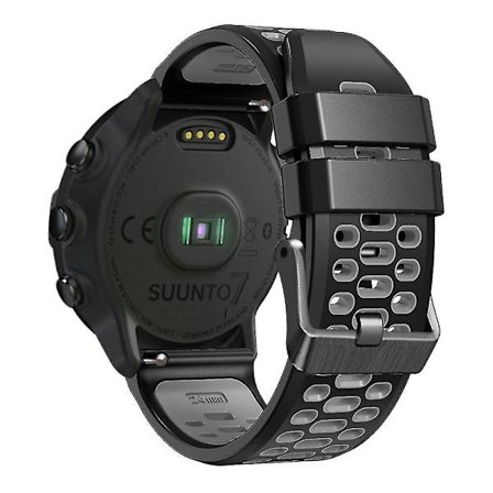 Suunto 7 / 9 / 9 Baro -kelloille kaksivärinen silikoniranneke 24 mm, monireikäinen muotoilu, pikalukitus
