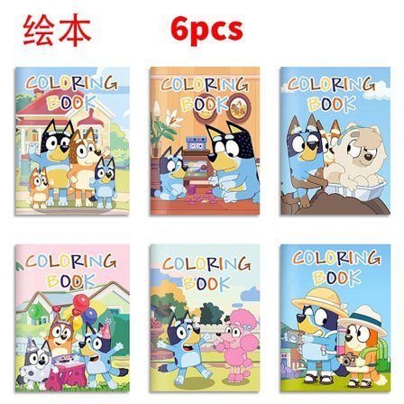 6/12/24 kpl Bluey Bingo Anime Figuuri Väri Diy Värityskirja Sarjakuva Graffiti Maalauskirja Lasten Palapeli Piirustuslelut
