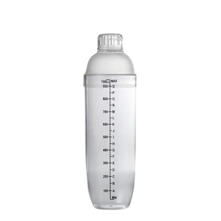 Køkkenmålebæger, Plastik Cocktailshaker, Drikkeblander Håndshaker Kop med Skala, Transparent (33 oz / 1000cc)