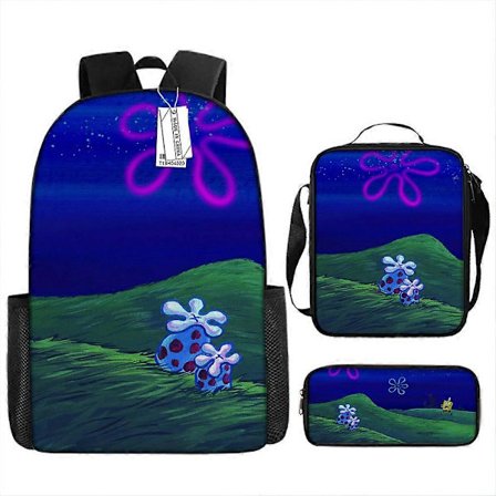 Tegneserie Ryggsekk Penalhus Svampebob Firkant Barneskole- og ungdomsskoleelever Stor Kapasitet Skolesekk Tredelt Sett 22 -HGDMV