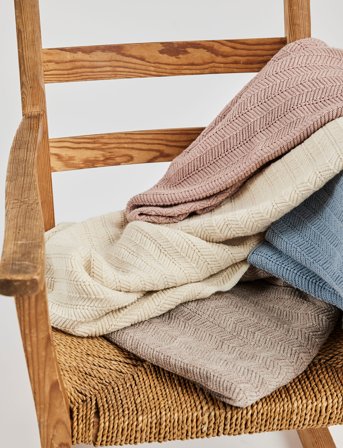 Smallstuff Baby Blanket, Fishbone, Merino Wool, Soft Blue - Blue - ONE SIZE