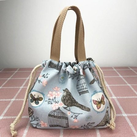 IC Canvas Rice Bag Student Rice Bag Lunch Box Bag Blå