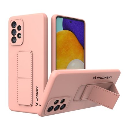 Wozinsky Kickstandfodral silikonfodral med stativ för Samsung Galaxy A73 rosa