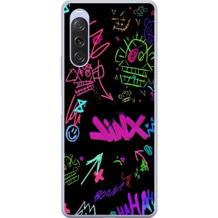 Kompatibelt Mobilskal till Sony Xperia 10 V Neon Doodle Chaos