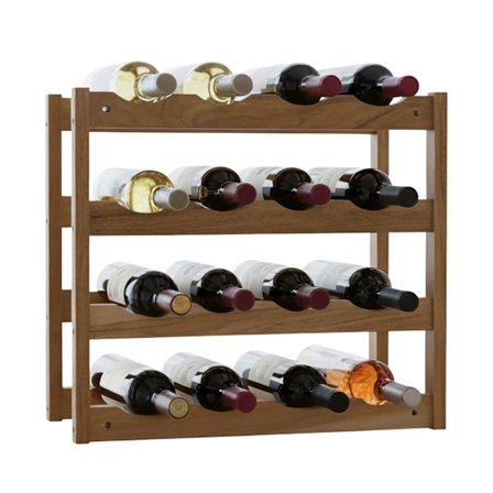 Pähkinäpuinen viiniteline, tilaa 16 pullolle, kompakti muotoilu