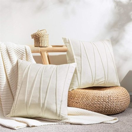 Kuddfodral 45 x 45 cm Beige Soffa Dekorativ Kontorsstol