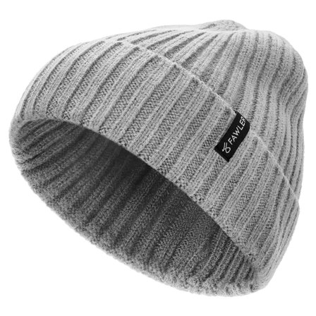 Artic | Gorro de mezcla de lana de punto acanalado gris claro para hombres - Gorros de punto