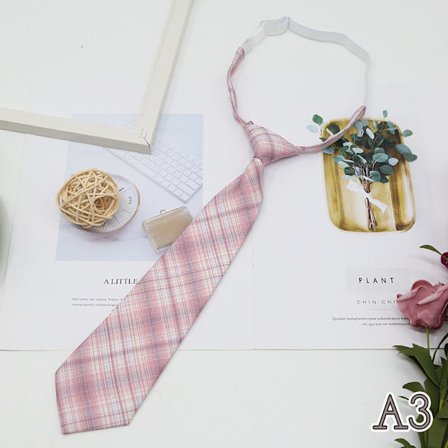 Skjorte Slips Kvinder College Style JK Plaid Uniform Aftagelig C