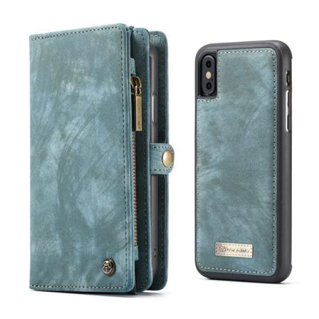 Caseme Iphone X / Xs Retro Split Läder Plånboksfodral - Blå Blå