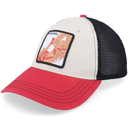 Ho-Ho-Hats - Hvid trucker Kasket - Bockjävel 111 Tri Stone/Black/Red Trucker @ Hatstore